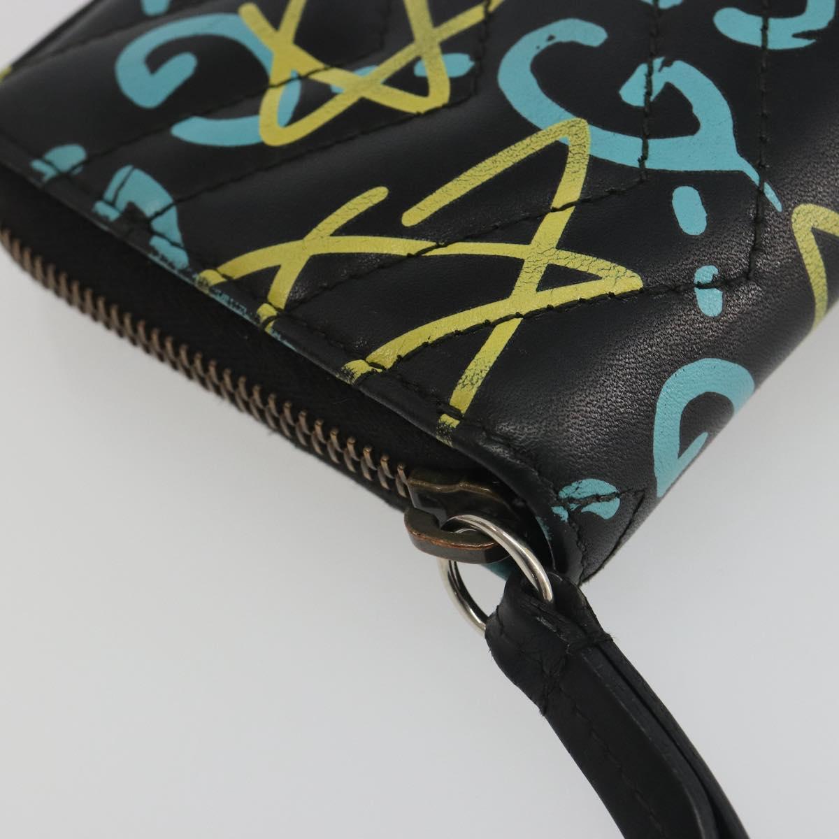 GUCCI GG Marmont Ghost Long Wallet Leather Black Gold 448087 Auth 193436A