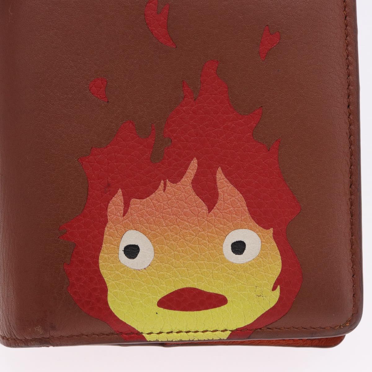 LOEWE × Studio Ghibli Anagram Calcifer Wallet Leather Brown Gold Auth 193437SAM