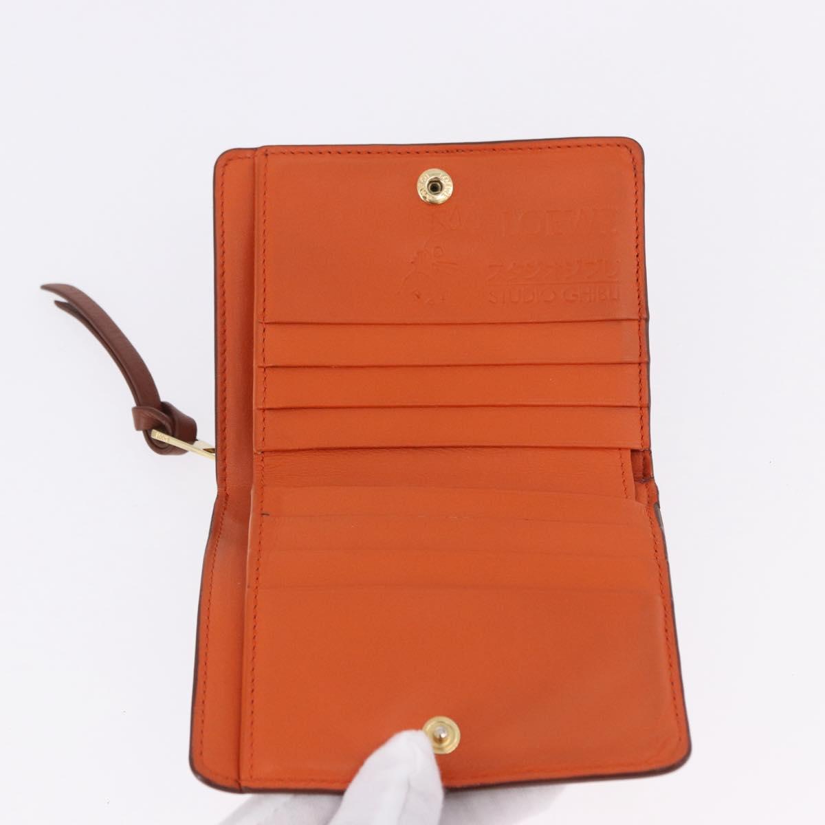 LOEWE × Studio Ghibli Anagram Calcifer Wallet Leather Brown Gold Auth 193437SAM
