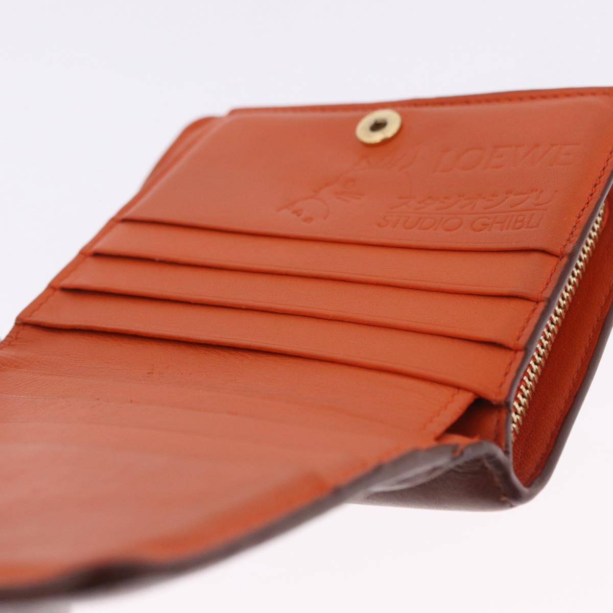 LOEWE × Studio Ghibli Anagram Calcifer Wallet Leather Brown Gold Auth 193437SAM