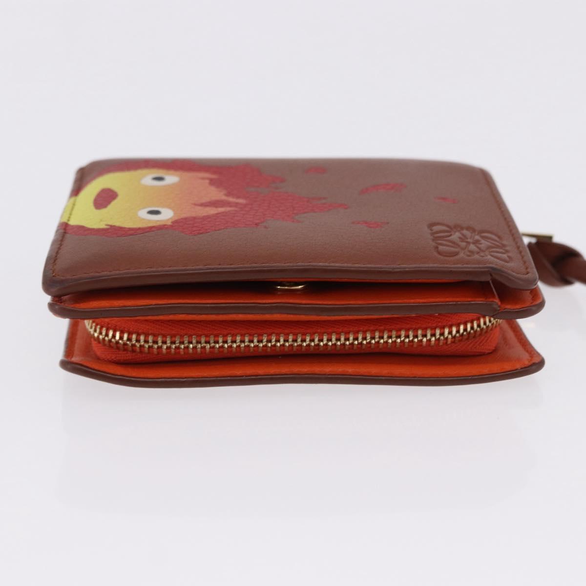 LOEWE × Studio Ghibli Anagram Calcifer Wallet Leather Brown Gold Auth 193437SAM