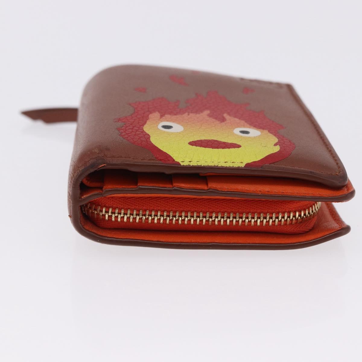 LOEWE × Studio Ghibli Anagram Calcifer Wallet Leather Brown Gold Auth 193437SAM