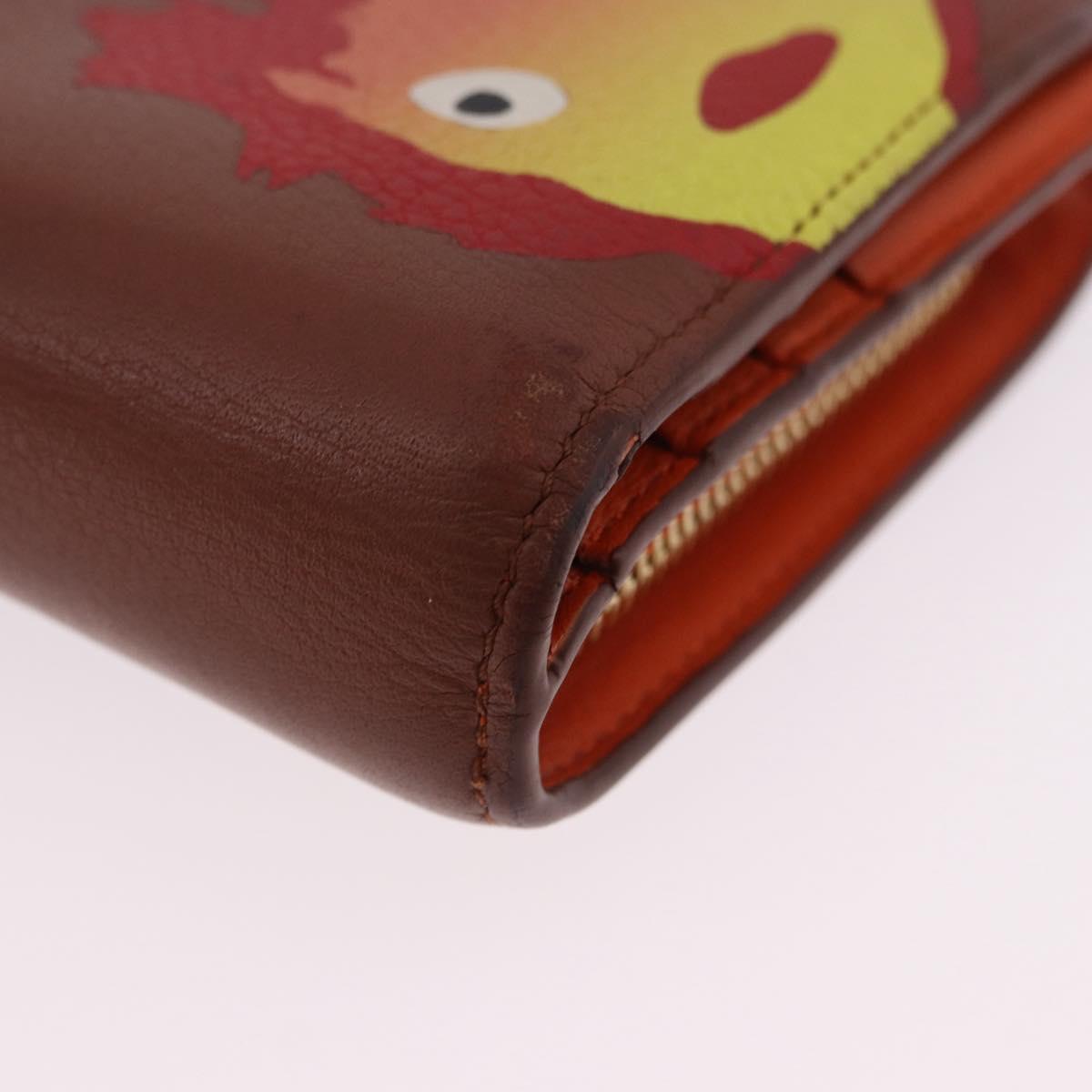 LOEWE × Studio Ghibli Anagram Calcifer Wallet Leather Brown Gold Auth 193437SAM