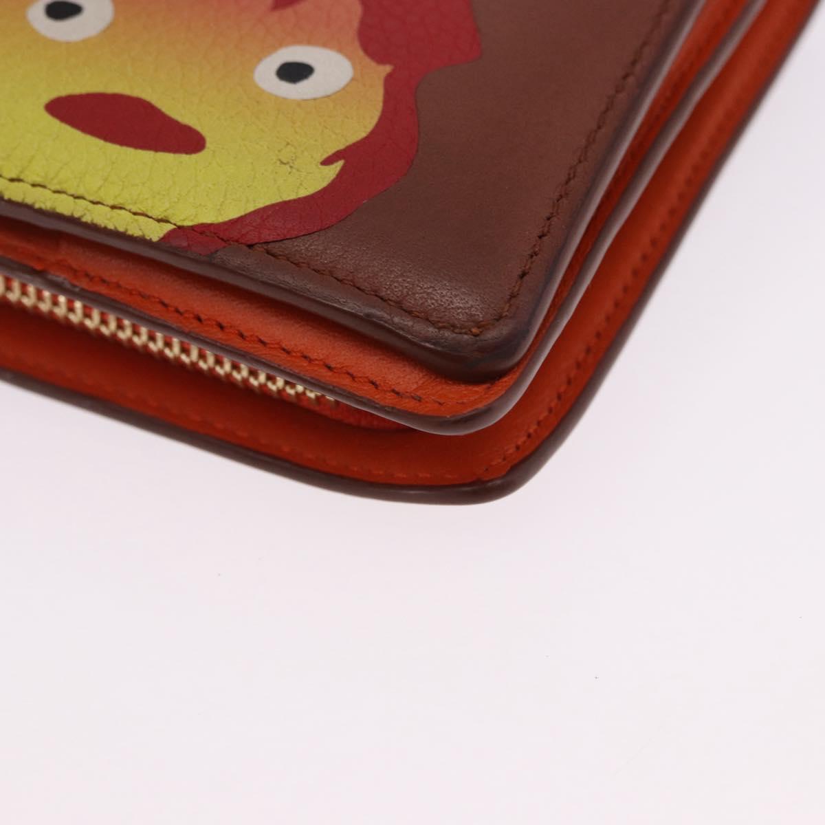 LOEWE × Studio Ghibli Anagram Calcifer Wallet Leather Brown Gold Auth 193437SAM
