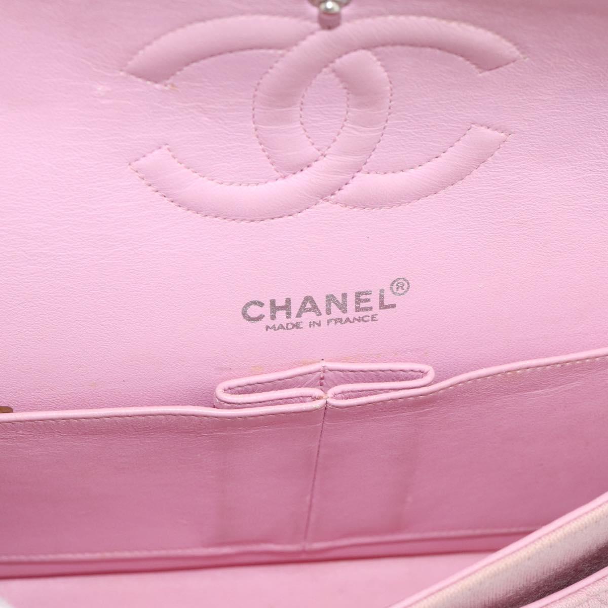 CHANEL Matelasse 25 Chain Shoulder Bag cotton Pink Silver CC Auth 193441
