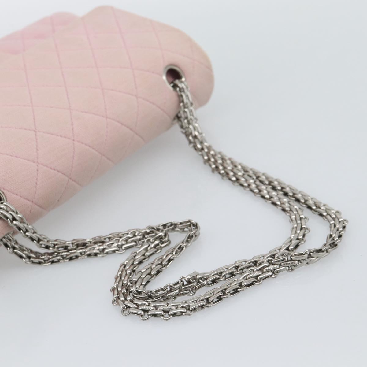 CHANEL Matelasse 25 Chain Shoulder Bag cotton Pink Silver CC Auth 193441