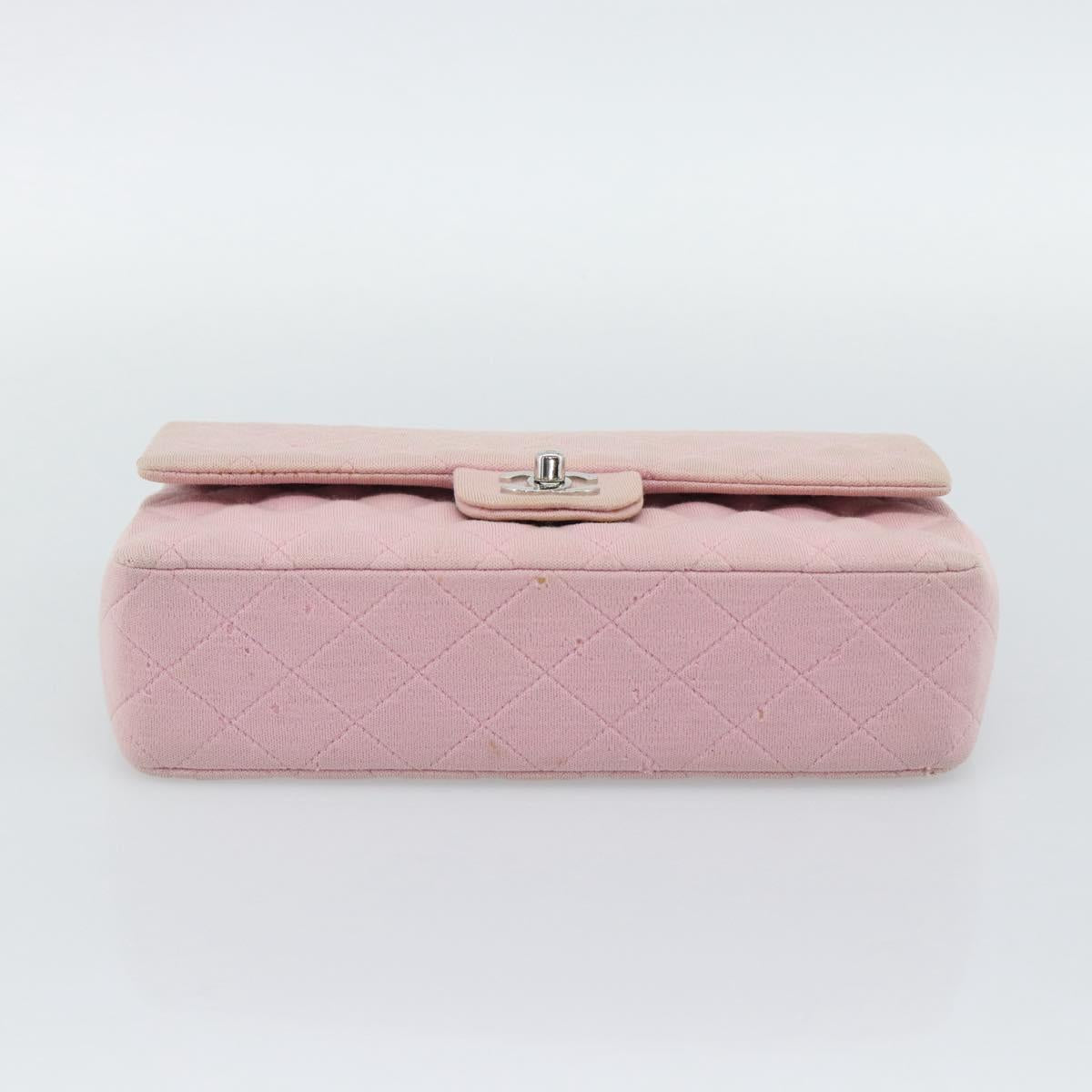 CHANEL Matelasse 25 Chain Shoulder Bag cotton Pink Silver CC Auth 193441
