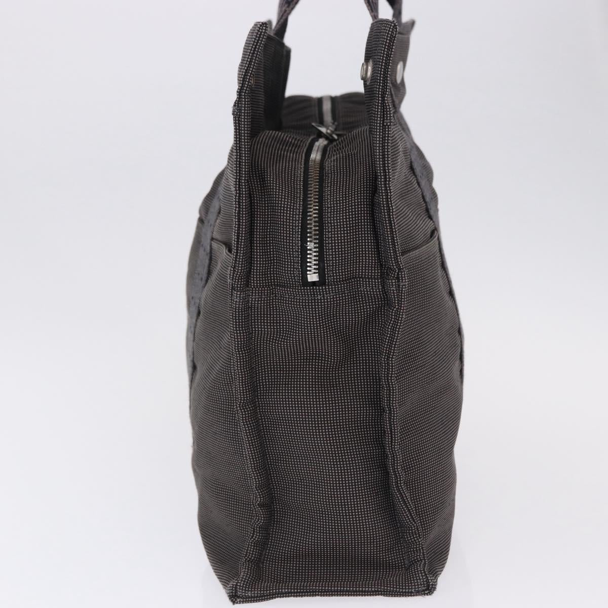 HERMES Her LineMM Hand Bag Canvas Gray Silver Auth 193484