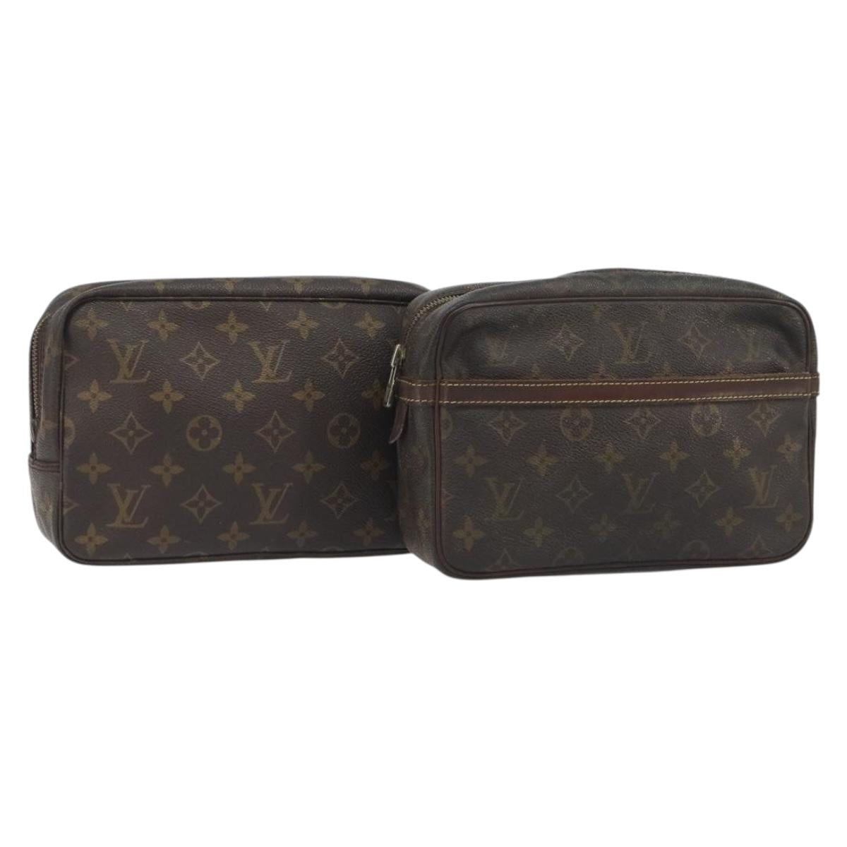 LOUIS VUITTON Monogram Pouch 2 Set LV Auth 193487