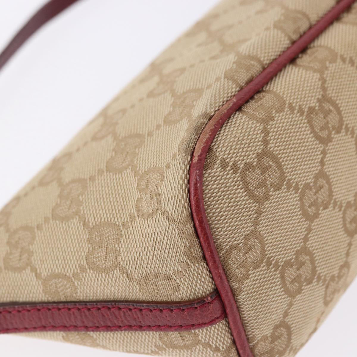 GUCCI GG Canvas Accessory Pouch Beige Silver 07198 Auth 193494A