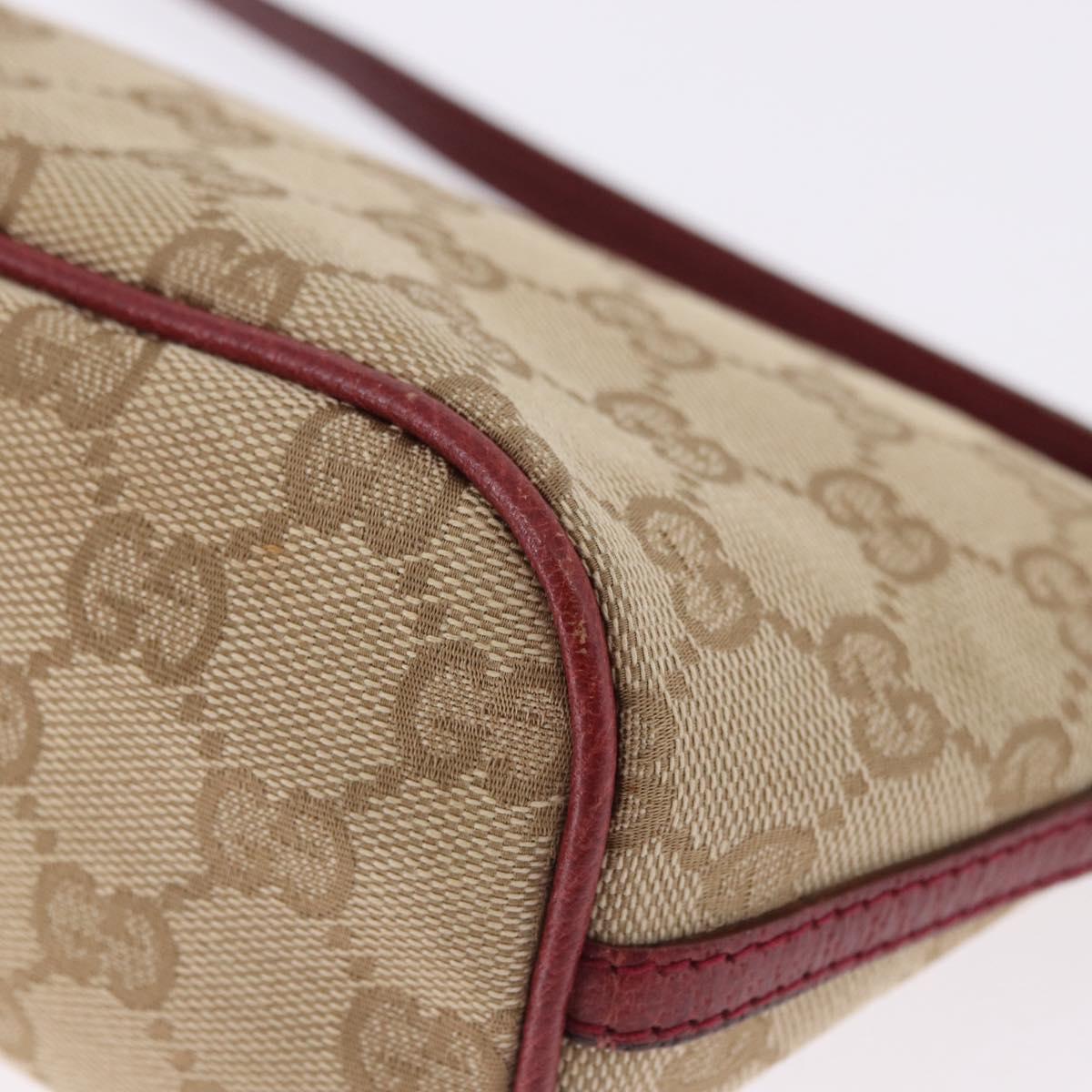 GUCCI GG Canvas Accessory Pouch Beige Silver 07198 Auth 193494A