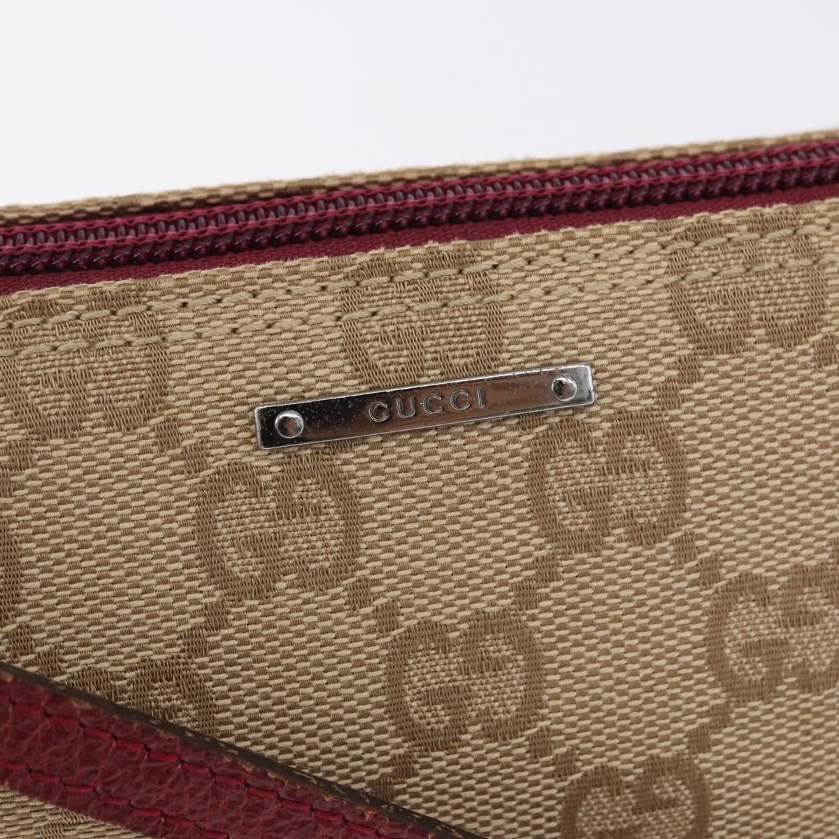 GUCCI GG Canvas Accessory Pouch Beige Silver 07198 Auth 193494A