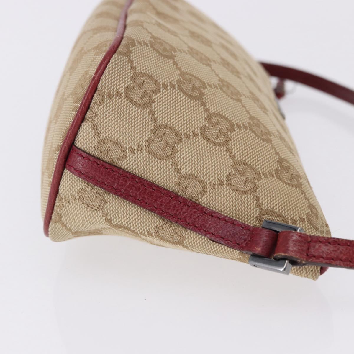 GUCCI GG Canvas Accessory Pouch Beige Silver 07198 Auth 193494A