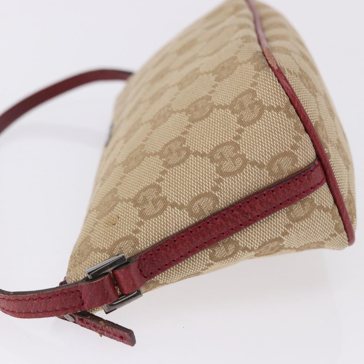 GUCCI GG Canvas Accessory Pouch Beige Silver 07198 Auth 193494A