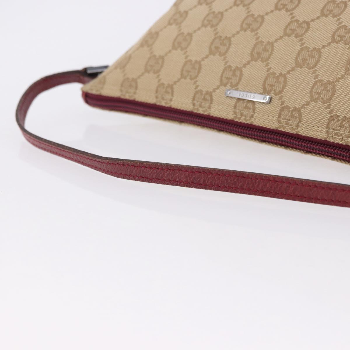 GUCCI GG Canvas Accessory Pouch Beige Silver 07198 Auth 193494A
