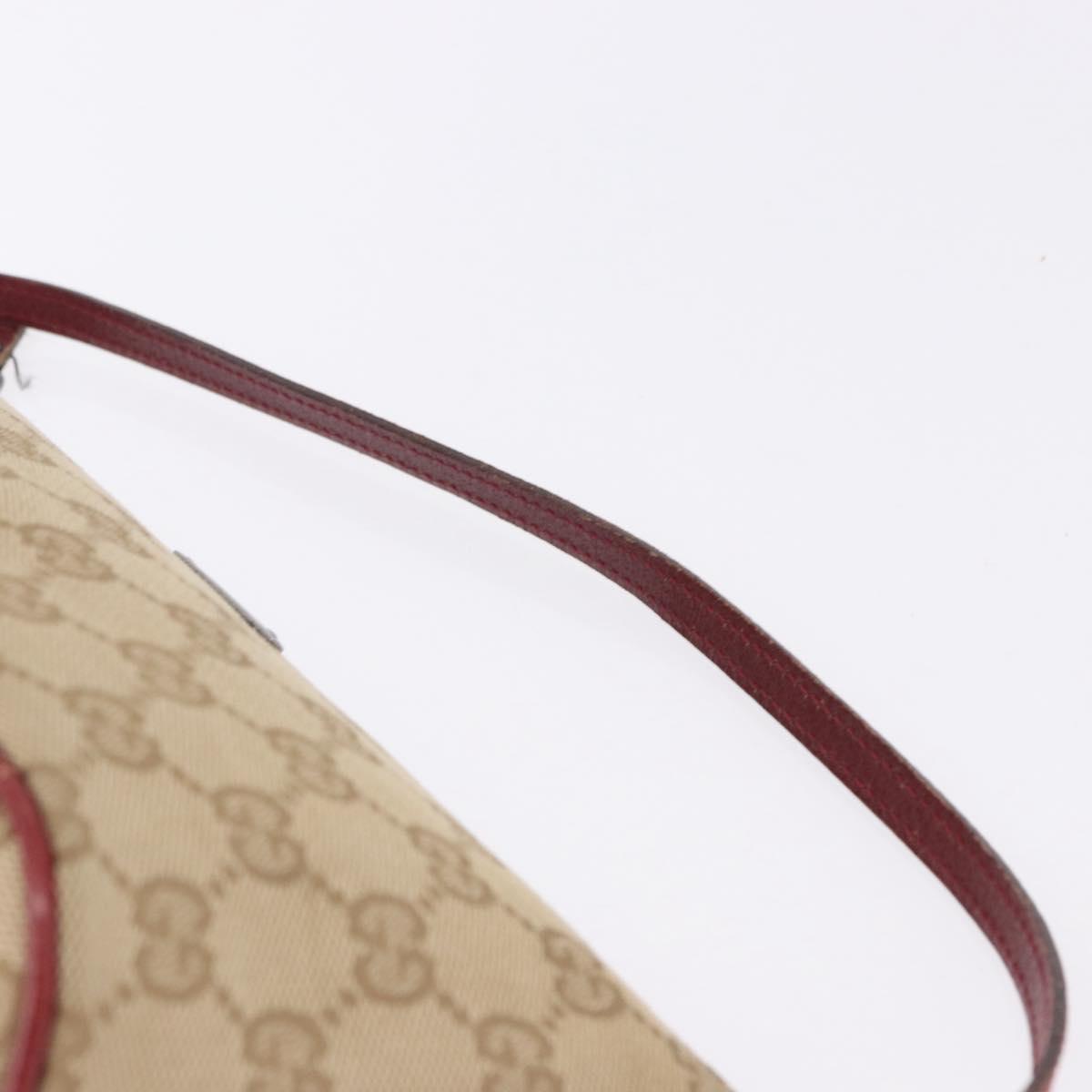 GUCCI GG Canvas Accessory Pouch Beige Silver 07198 Auth 193494A