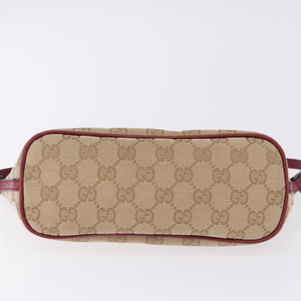 GUCCI GG Canvas Accessory Pouch Beige Silver 07198 Auth 193494A
