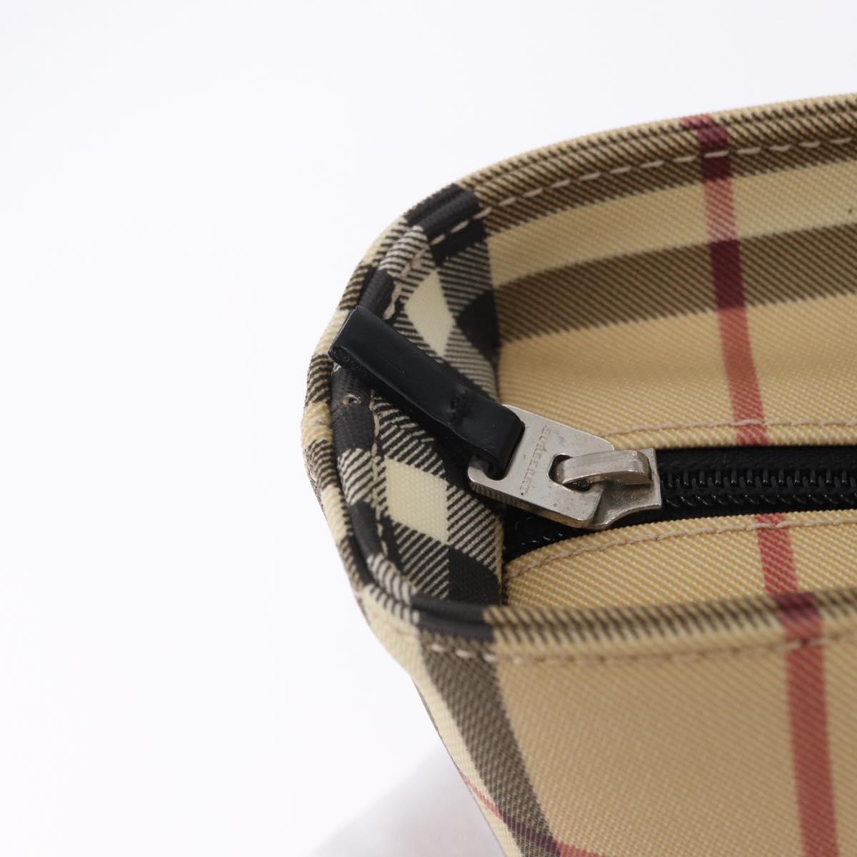 BURBERRY Nova Check Hand Bag PVC Beige Silver Auth 193495V