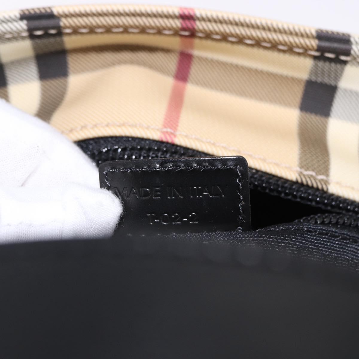 BURBERRY Nova Check Hand Bag PVC Beige Silver Auth 193495V