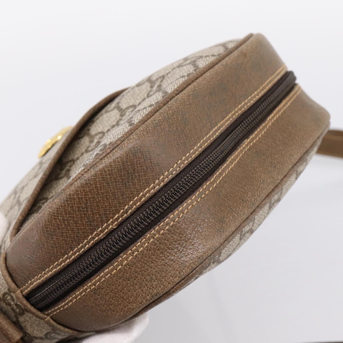 GUCCI GG Plus Supreme Shoulder Bag PVC Beige Gold Auth 193496