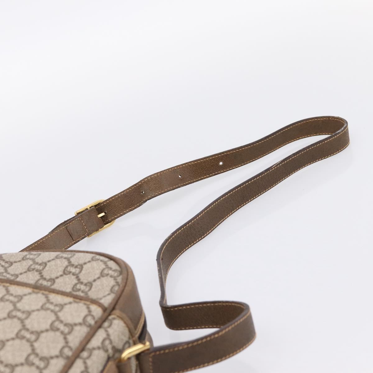 GUCCI GG Plus Supreme Shoulder Bag PVC Beige Gold Auth 193496