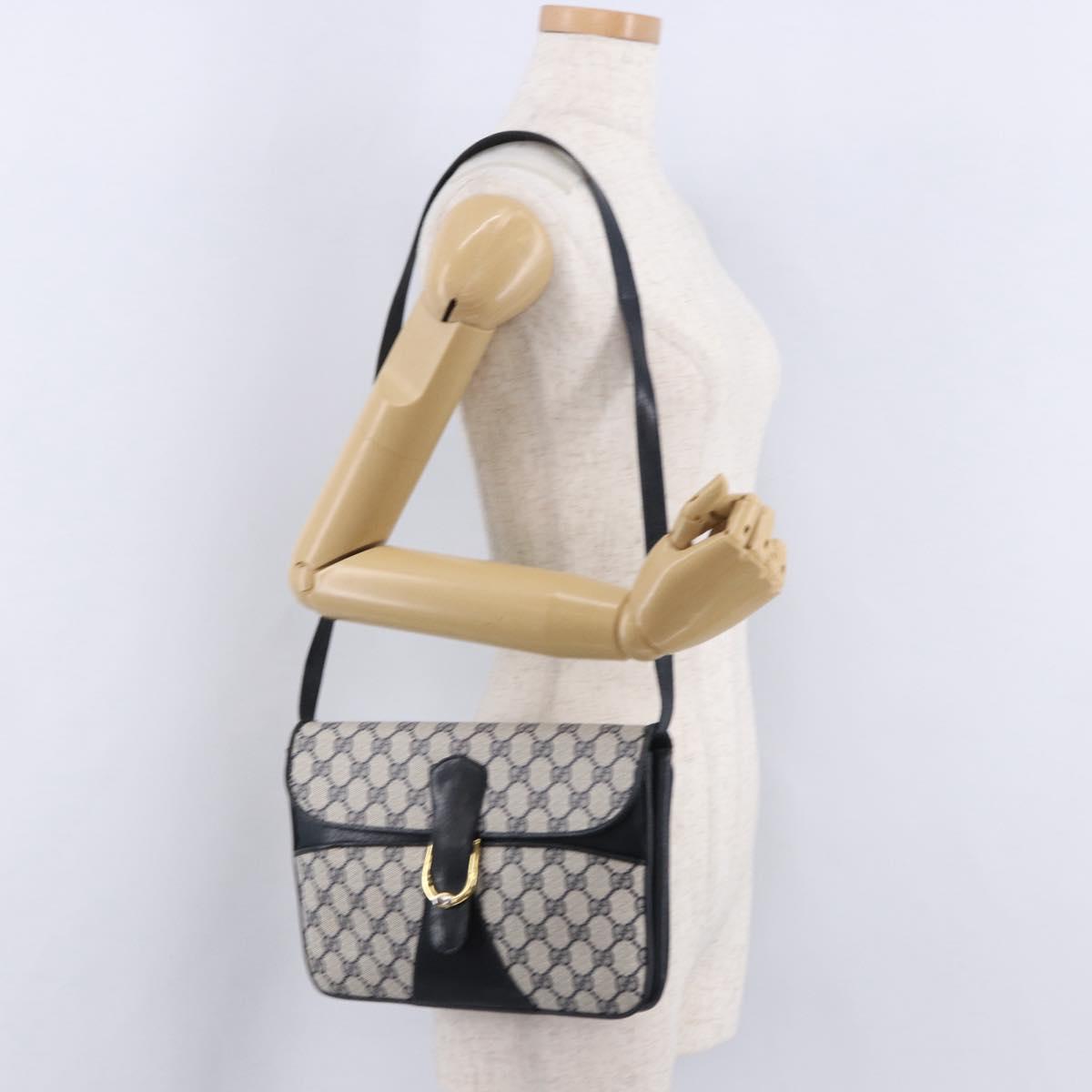 GUCCI GG Supreme Shoulder Bag PVC Navy Gold 004 02 025 Auth 193497