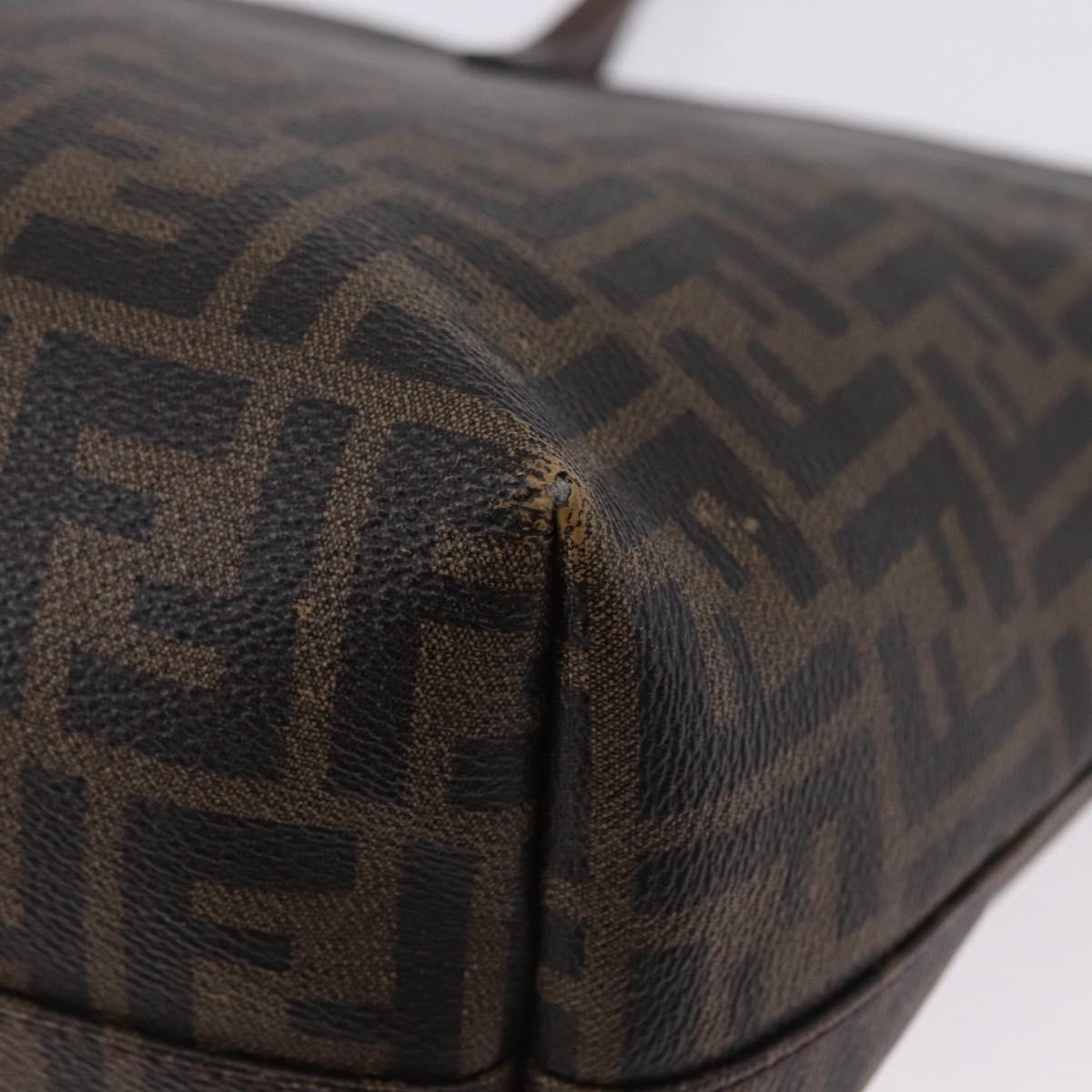 FENDI Zucca Canvas Tote Bag PVC Brown Black Auth 193498