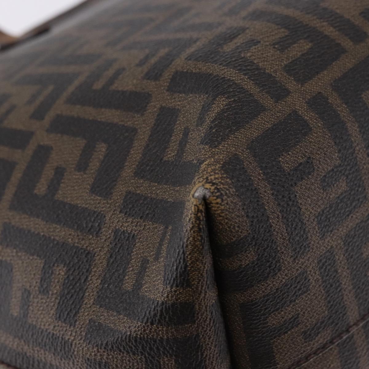 FENDI Zucca Canvas Tote Bag PVC Brown Black Auth 193498