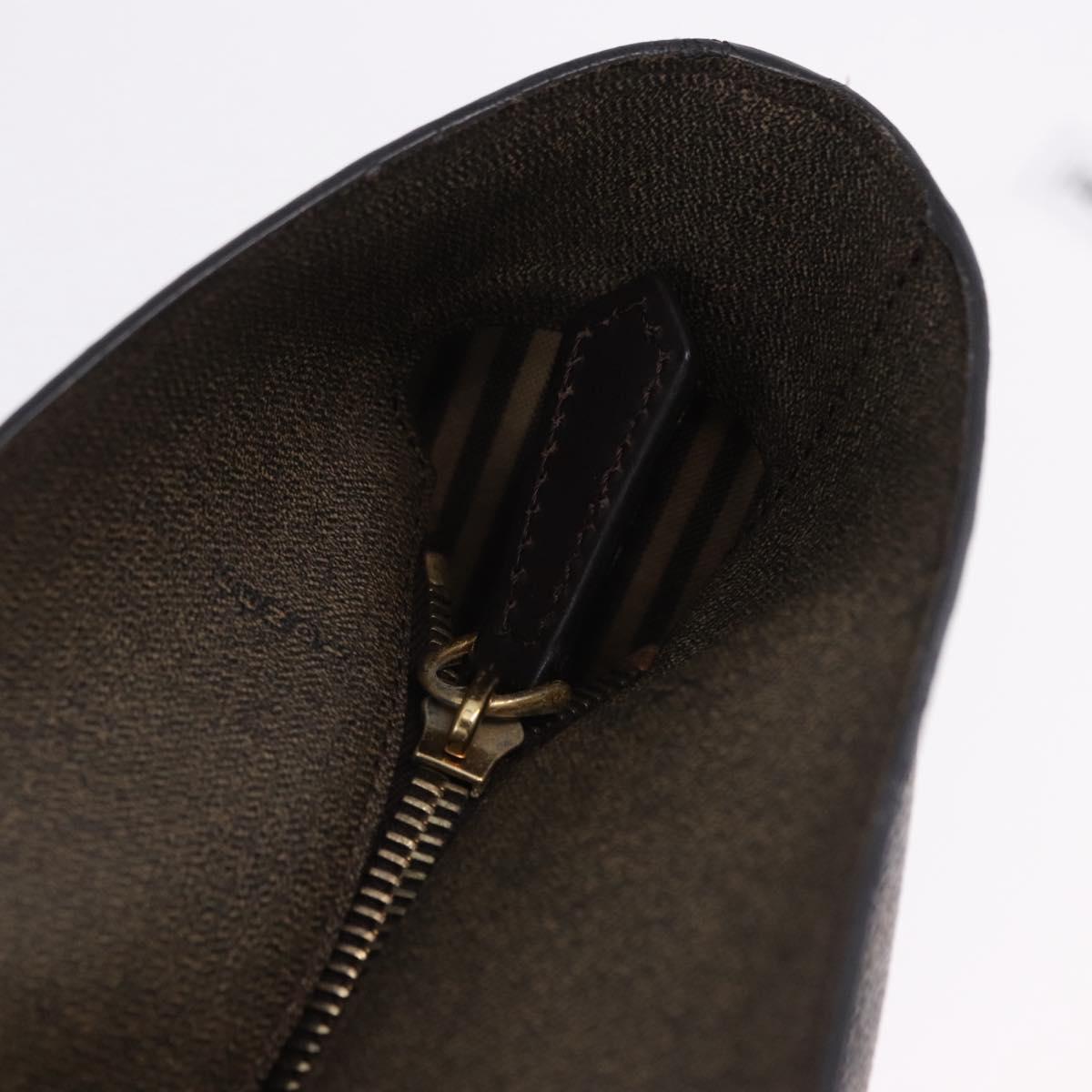 FENDI Zucca Canvas Tote Bag PVC Brown Black Auth 193498