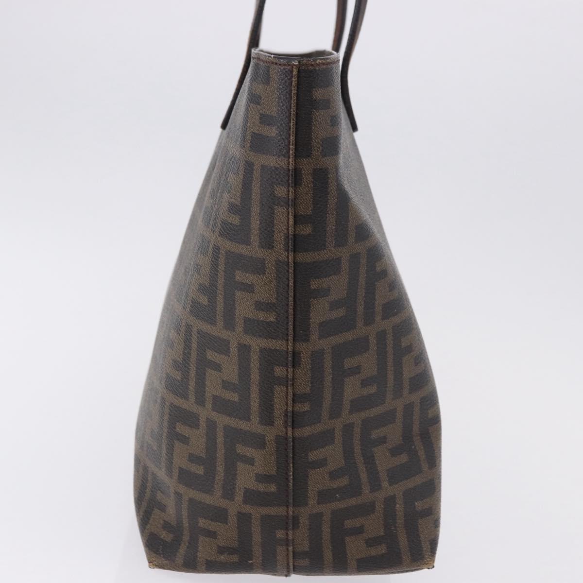 FENDI Zucca Canvas Tote Bag PVC Brown Black Auth 193498