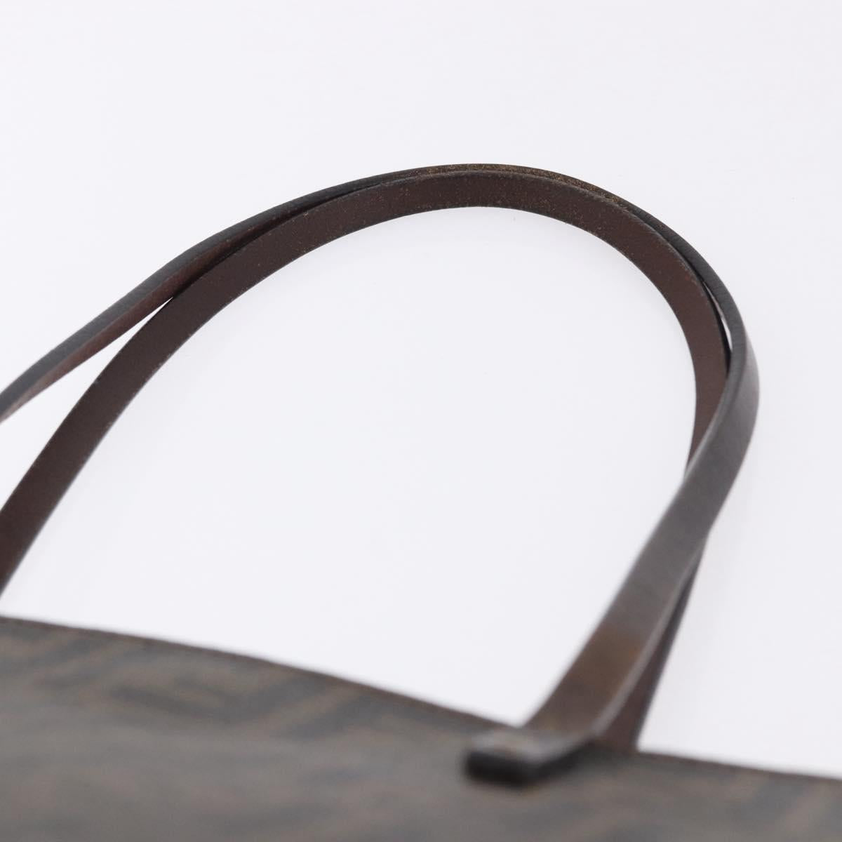 FENDI Zucca Canvas Tote Bag PVC Brown Black Auth 193498