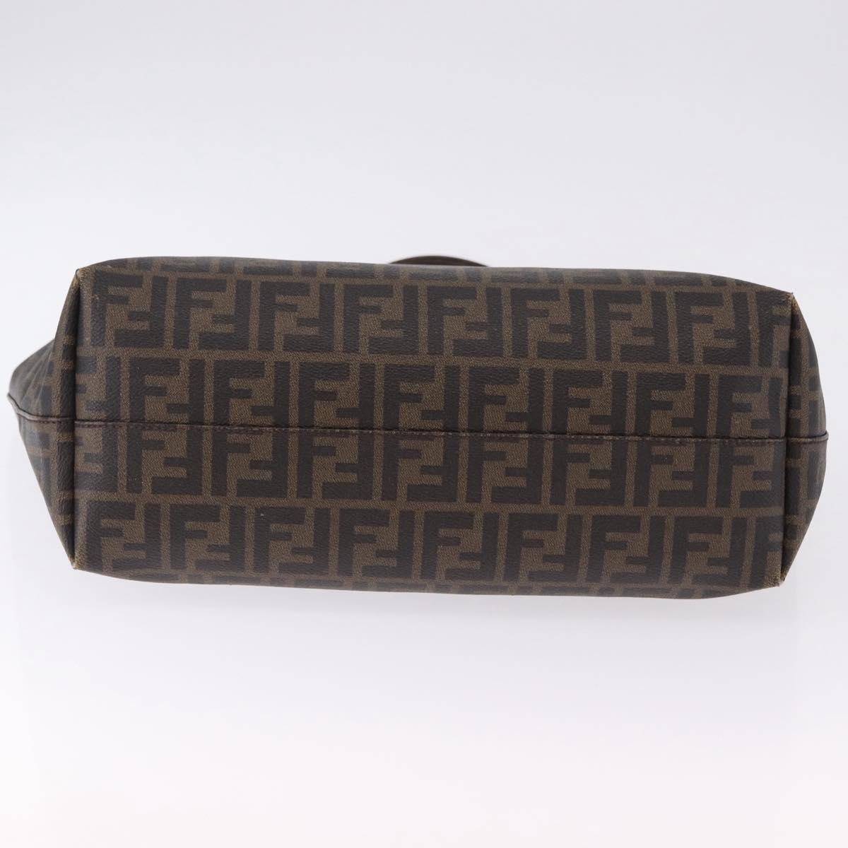 FENDI Zucca Canvas Tote Bag PVC Brown Black Auth 193498