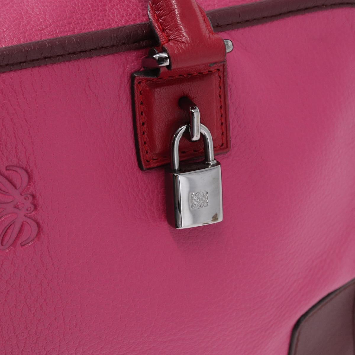 LOEWE Amazona 35 Hand Bag Leather Pink Silver Auth 193499V