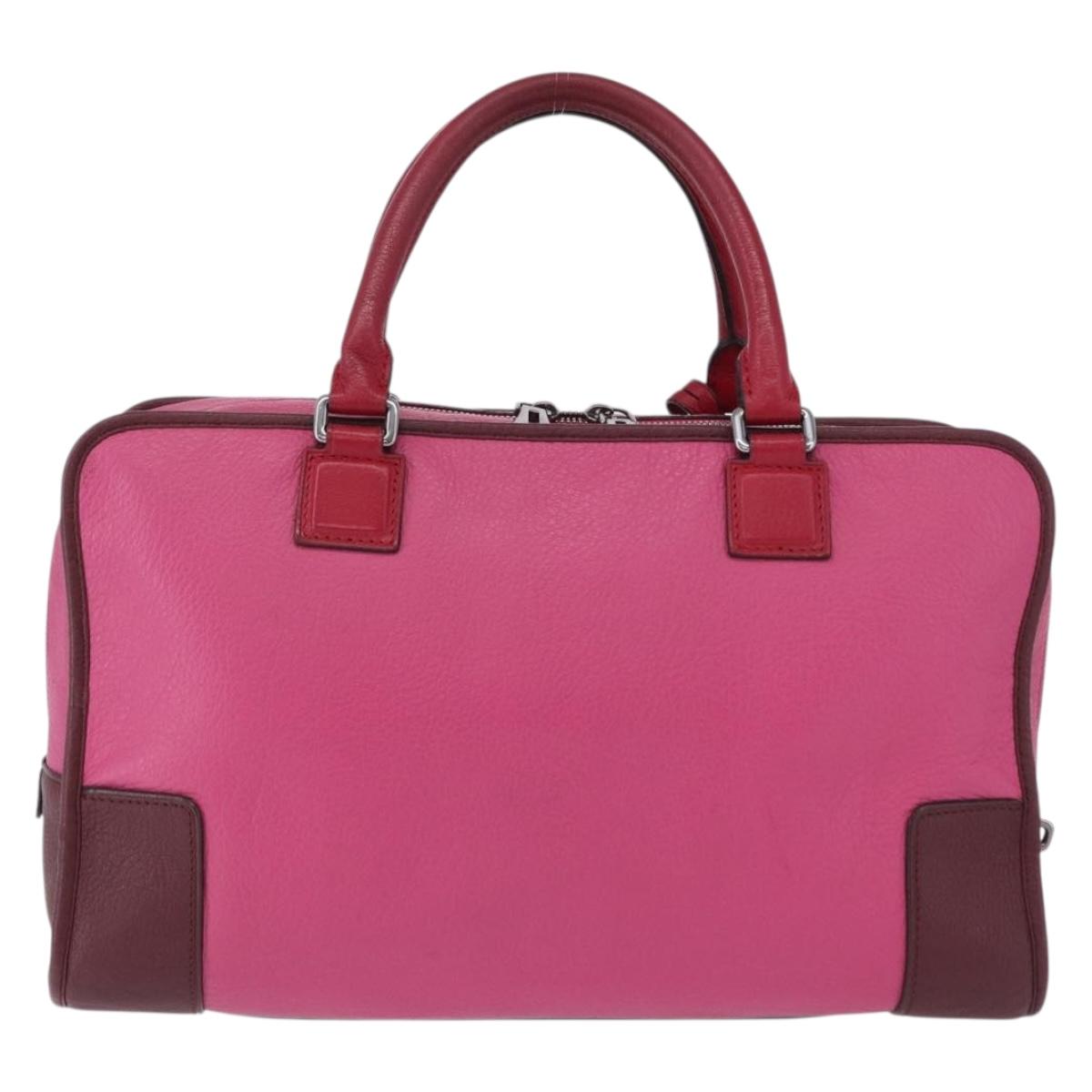 LOEWE Amazona 35 Hand Bag Leather Pink Silver Auth 193499V