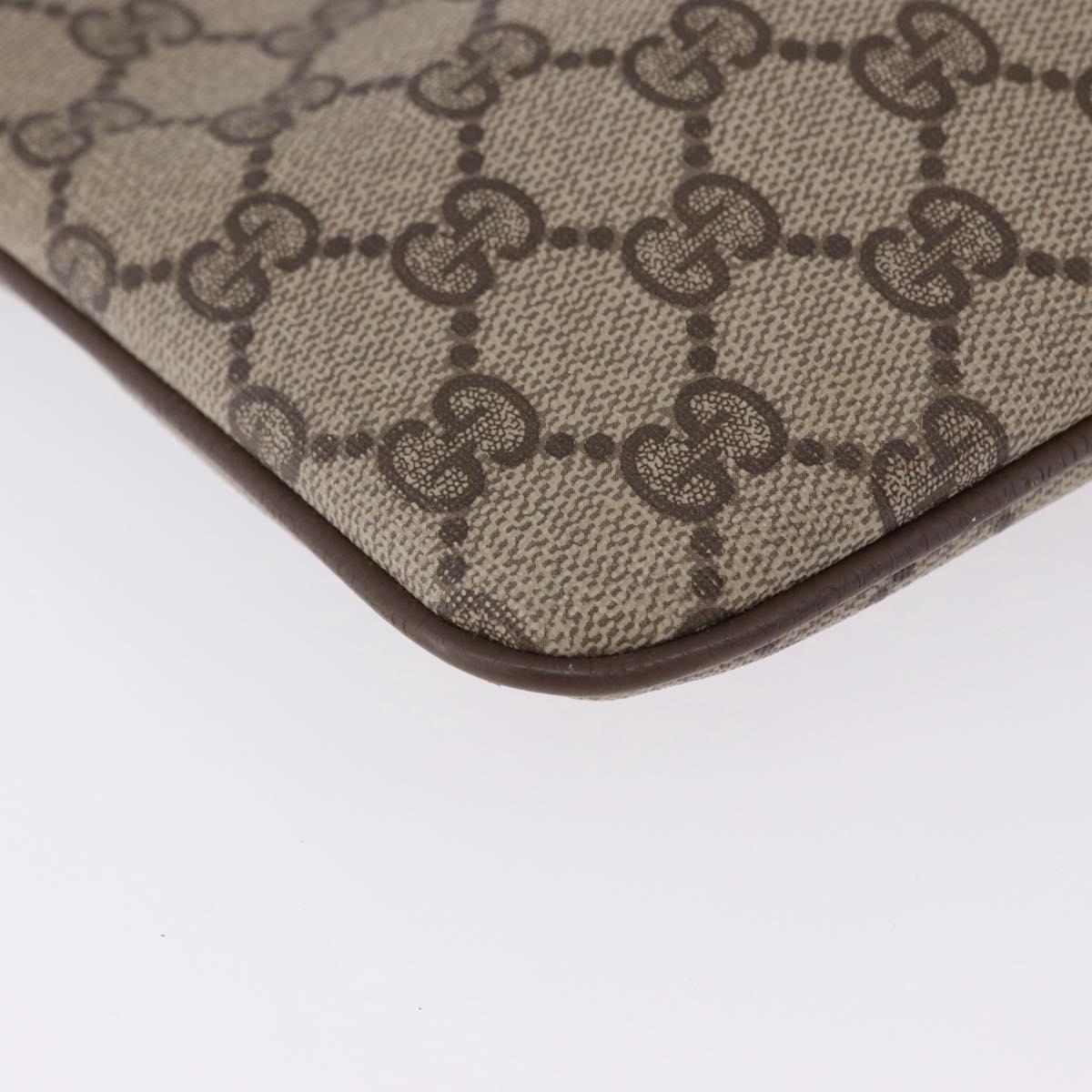GUCCI GG Supreme Web Sherry Line Bag PVC Beige Gold 904 02 047 Auth 193500