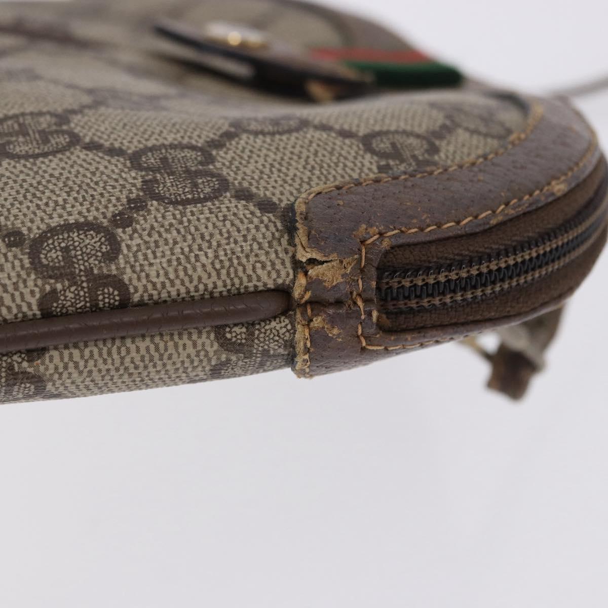 GUCCI GG Supreme Web Sherry Line Bag PVC Beige Gold 904 02 047 Auth 193500