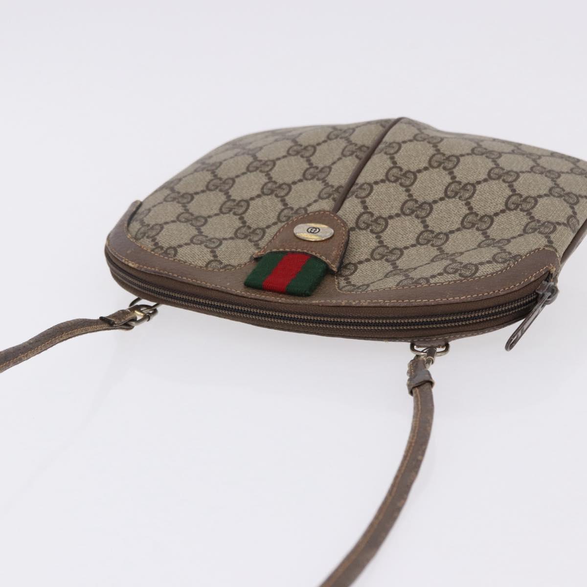 GUCCI GG Supreme Web Sherry Line Bag PVC Beige Gold 904 02 047 Auth 193500