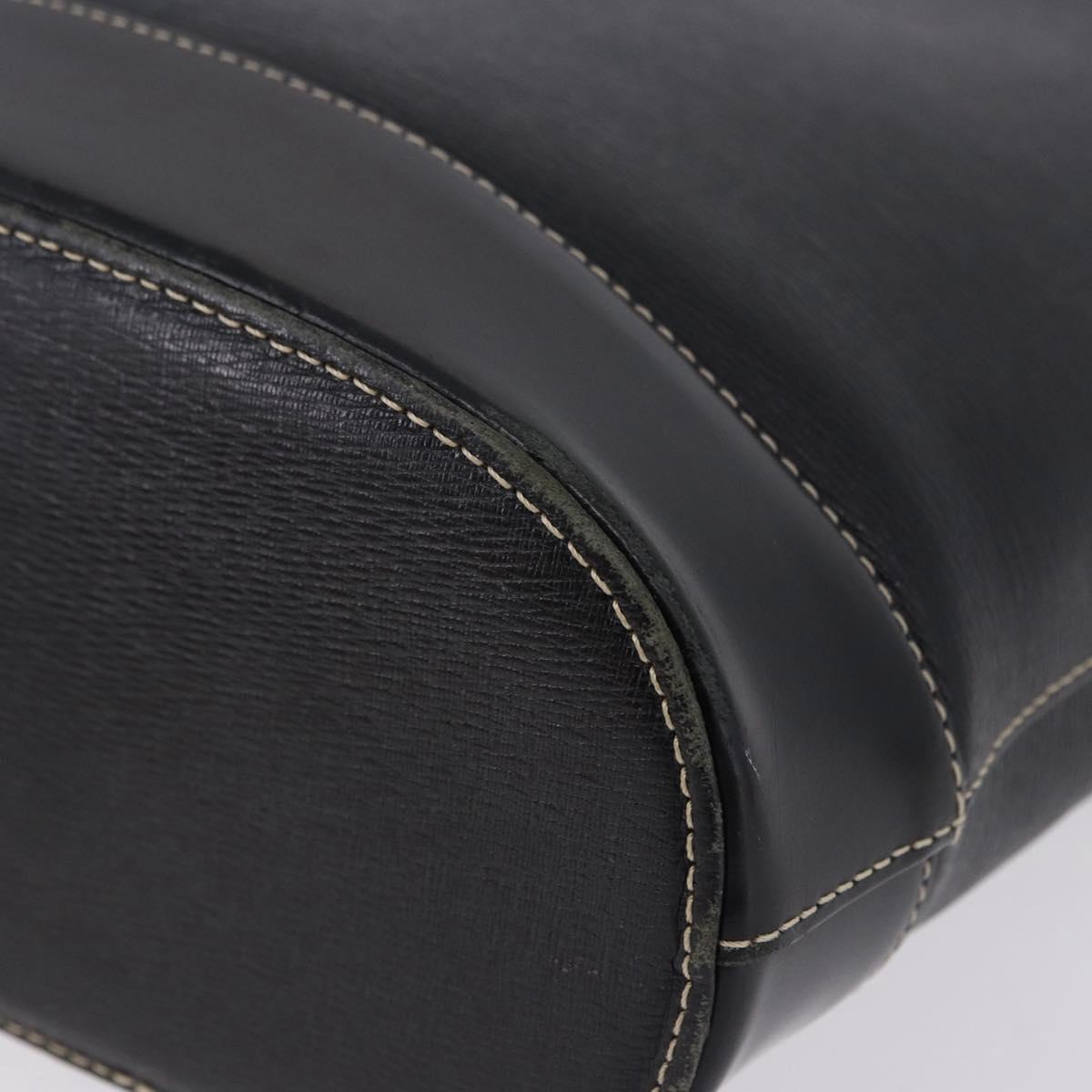 BURBERRY Hand Bag Leather Black Gold Auth 193502