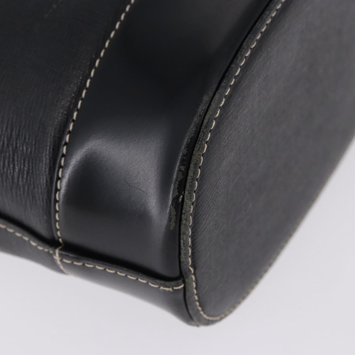 BURBERRY Hand Bag Leather Black Gold Auth 193502