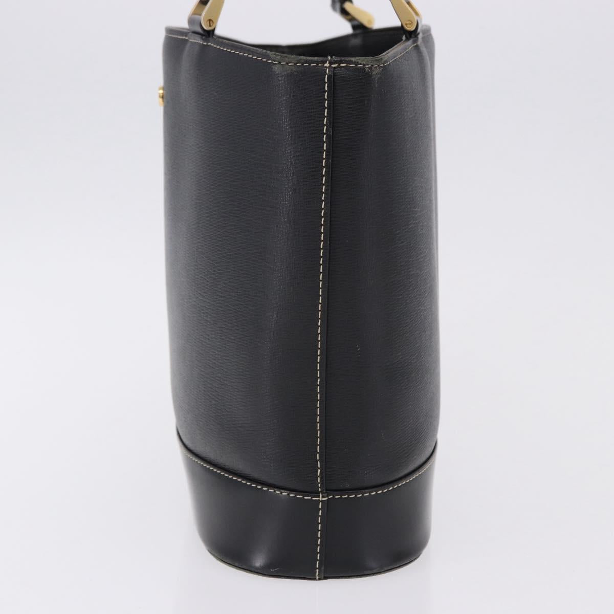 BURBERRY Hand Bag Leather Black Gold Auth 193502