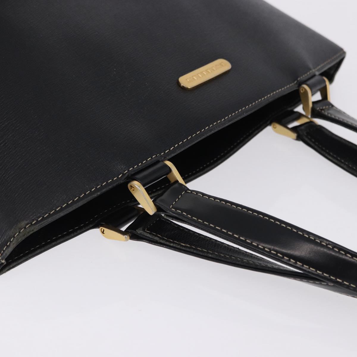 BURBERRY Hand Bag Leather Black Gold Auth 193502