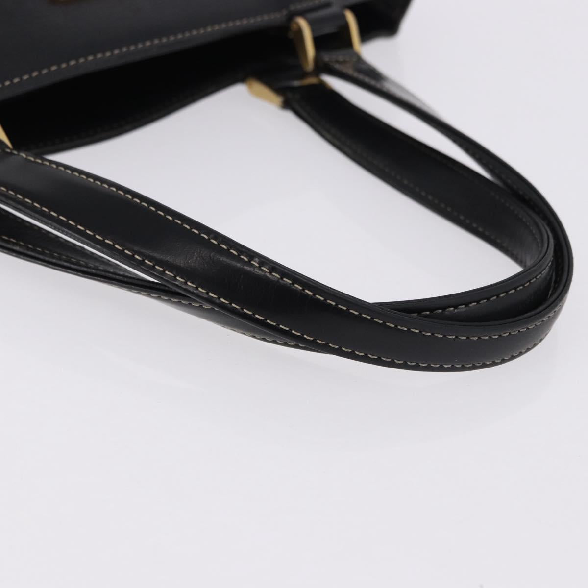BURBERRY Hand Bag Leather Black Gold Auth 193502