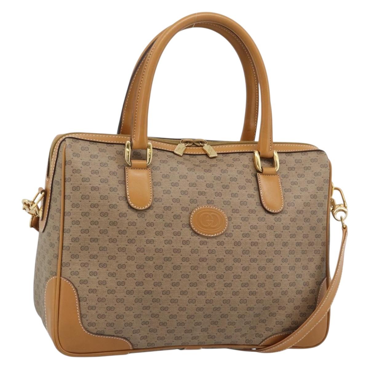 GUCCI Micro GG Supreme Hand Bag PVC 2way Beige Gold 002 122 0033 Auth 193503