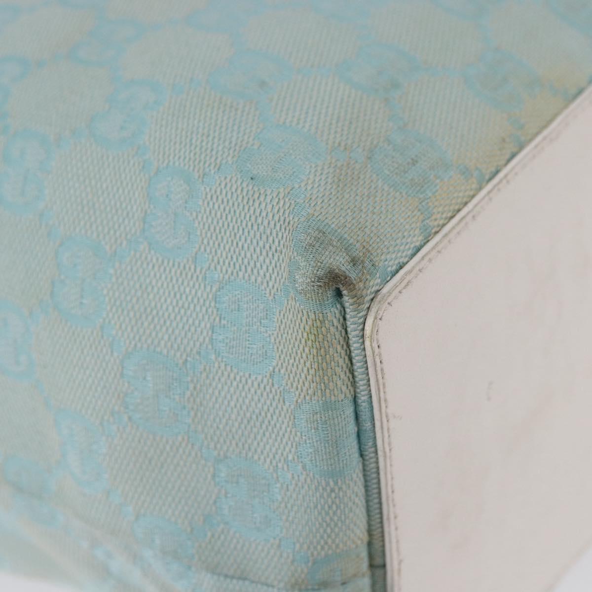 GUCCI GG Canvas Tote Bag Light Blue Gold 002 1098 Auth 193504