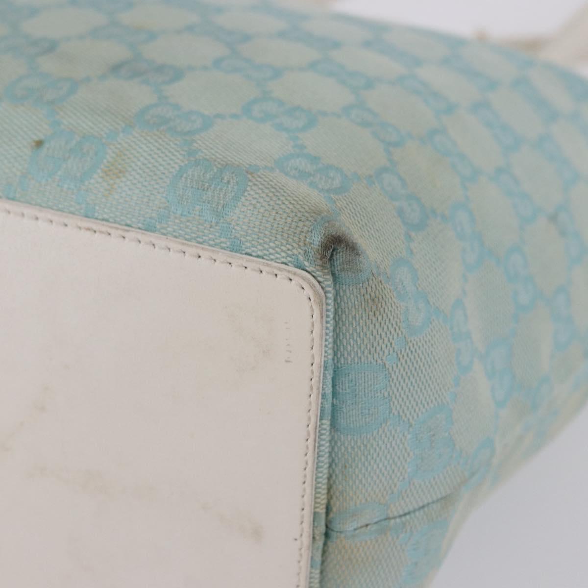 GUCCI GG Canvas Tote Bag Light Blue Gold 002 1098 Auth 193504