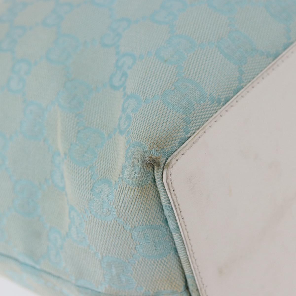 GUCCI GG Canvas Tote Bag Light Blue Gold 002 1098 Auth 193504