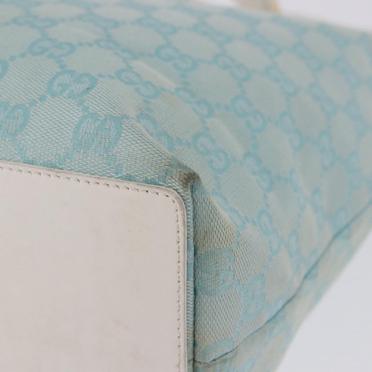 GUCCI GG Canvas Tote Bag Light Blue Gold 002 1098 Auth 193504