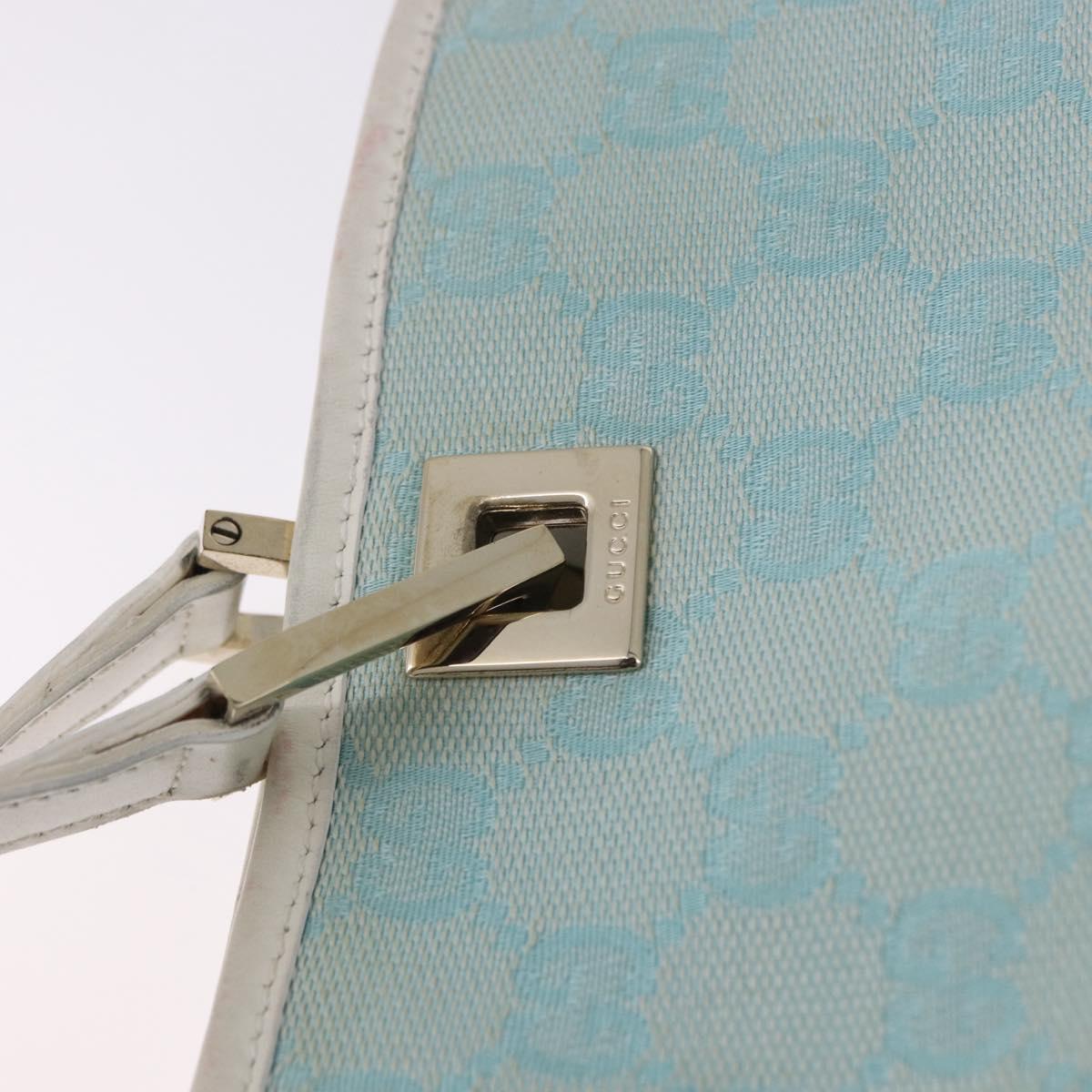 GUCCI GG Canvas Tote Bag Light Blue Gold 002 1098 Auth 193504