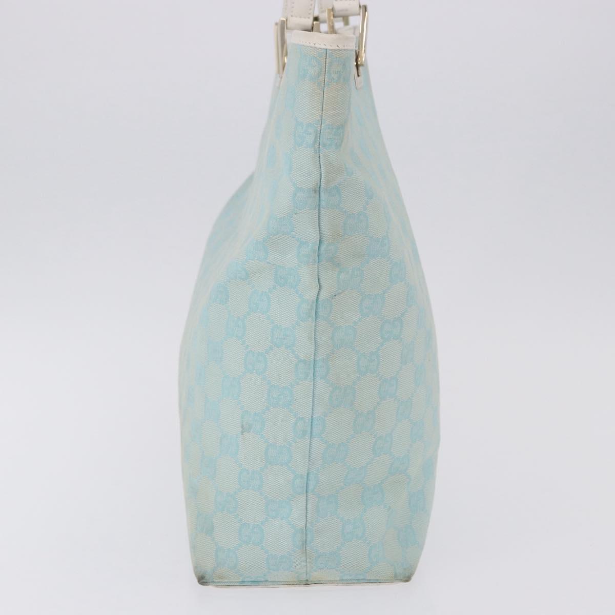 GUCCI GG Canvas Tote Bag Light Blue Gold 002 1098 Auth 193504