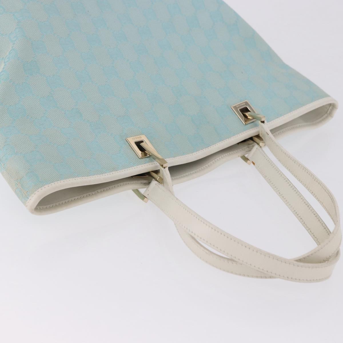 GUCCI GG Canvas Tote Bag Light Blue Gold 002 1098 Auth 193504